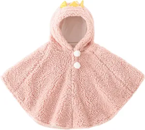 Baby Toddler Hooded Poncho Cape Cloak, Winter Faux Fur Jacket Children's Cover Cloak Car Seat Coat