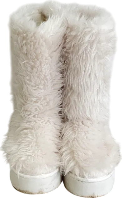 CAPE ROBBIN White Fluffy Faux Fur Boots UK 12 EU 46 👞