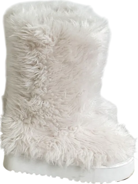 CAPE ROBBIN White Fluffy Faux Fur Boots UK 12 EU 46 👞