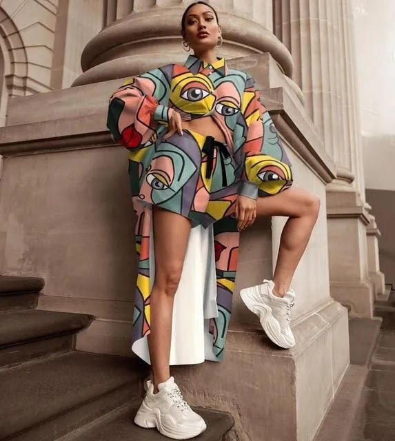 Cartoon Print Y2K Tracksuit