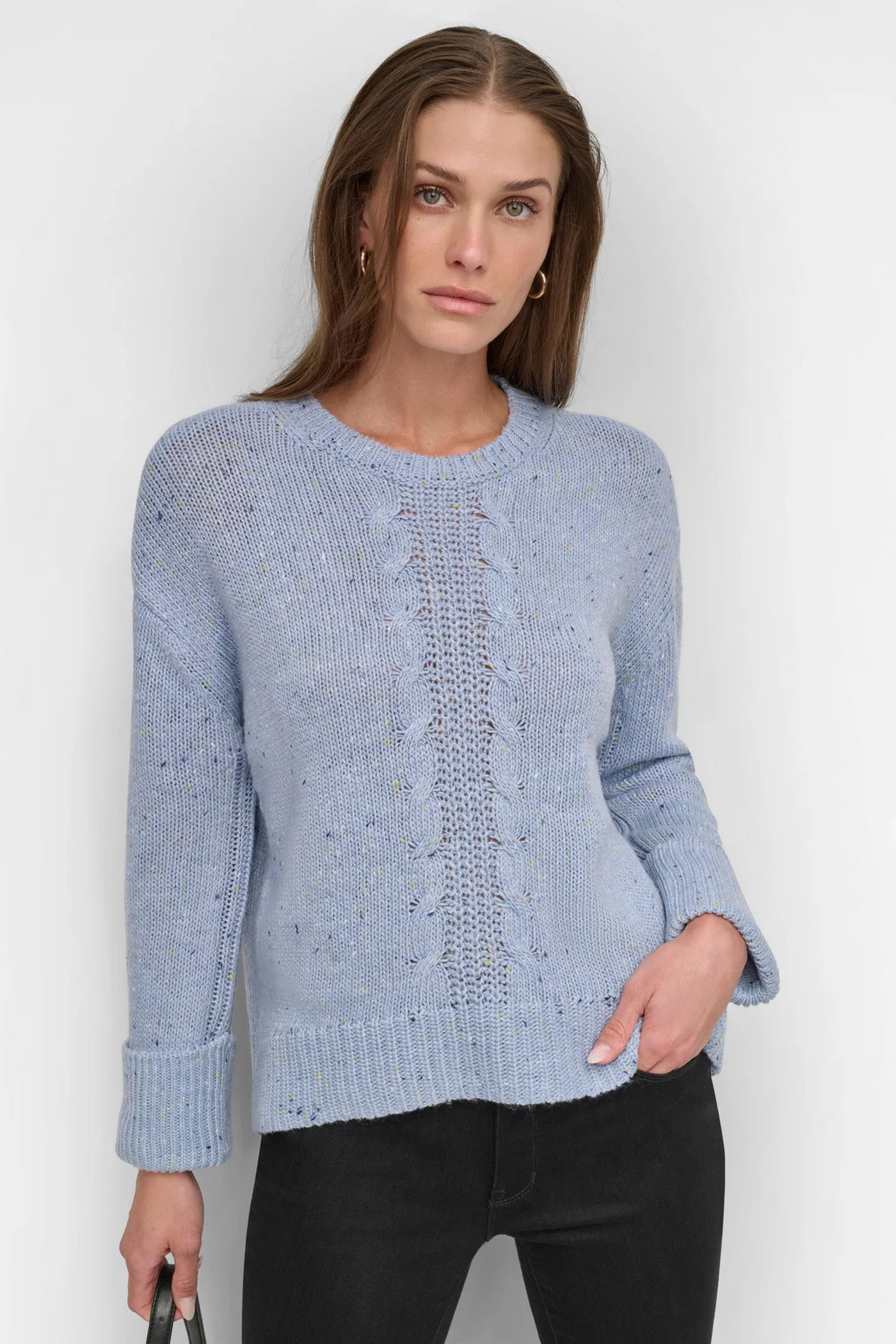 CHUNKY CREW NECK WITH HIGH LOW HEM