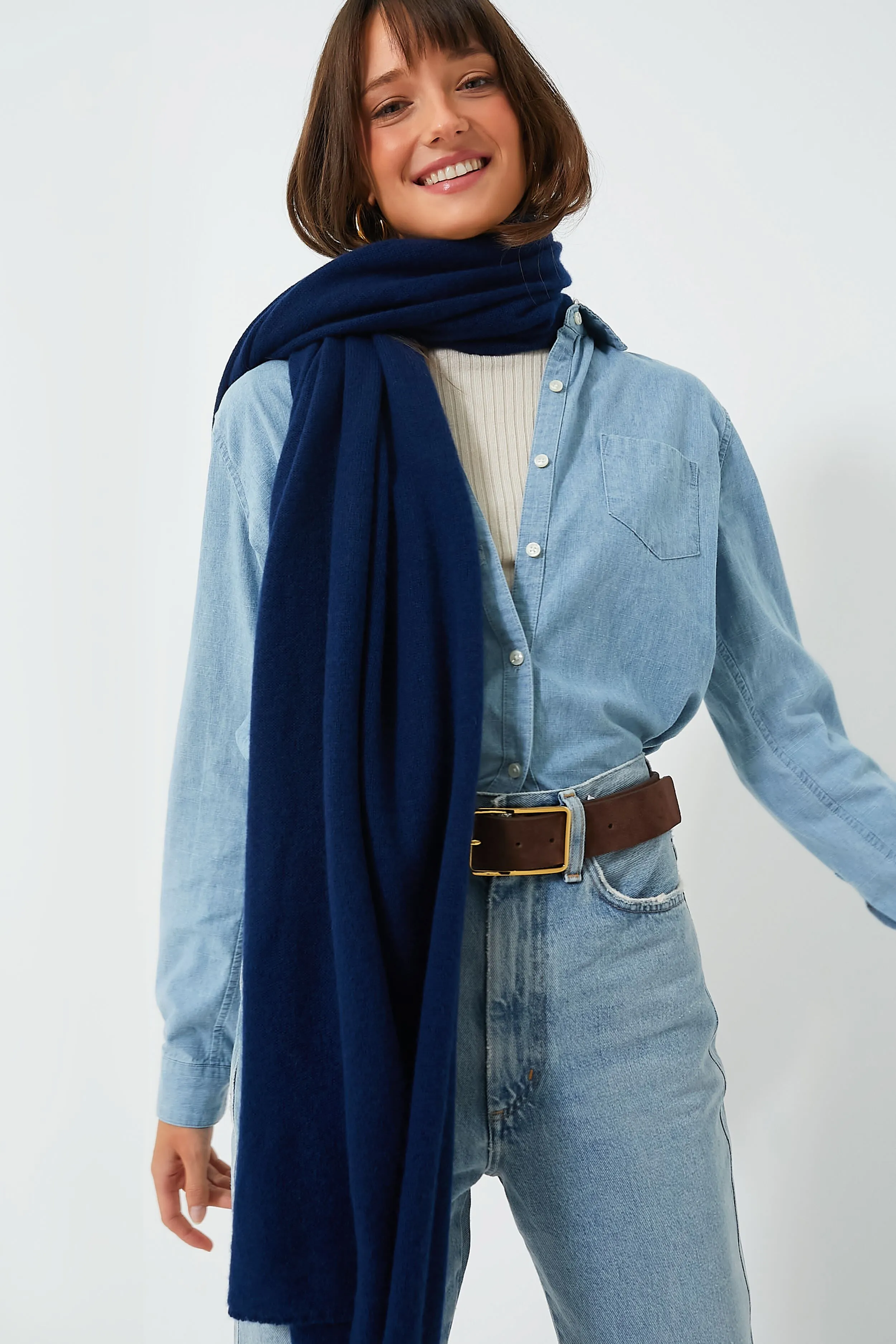 Exclusive Navy Cashmere Travel Wrap