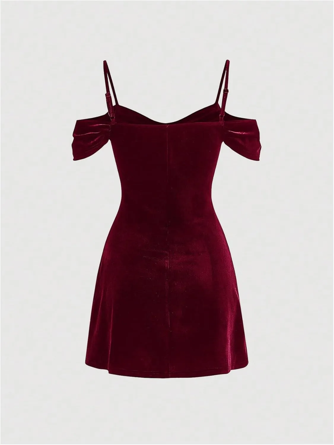 Floerns Women's Cold Shoulder Velvet Bodycon Dress Ruched Cocktail A Line Mini Dresses