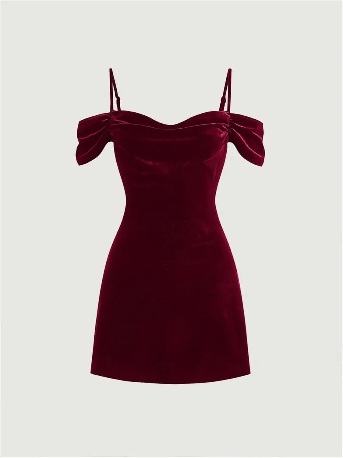 Floerns Women's Cold Shoulder Velvet Bodycon Dress Ruched Cocktail A Line Mini Dresses