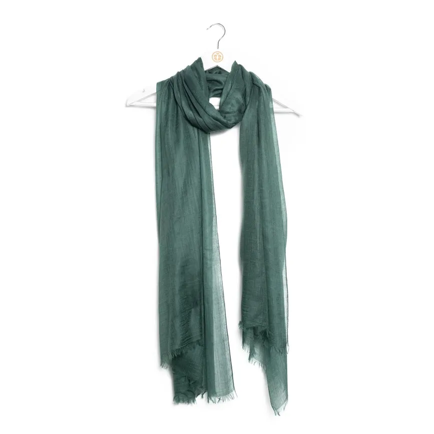 Florencia Ultra Thin Cashmere Shawl  Dark Green