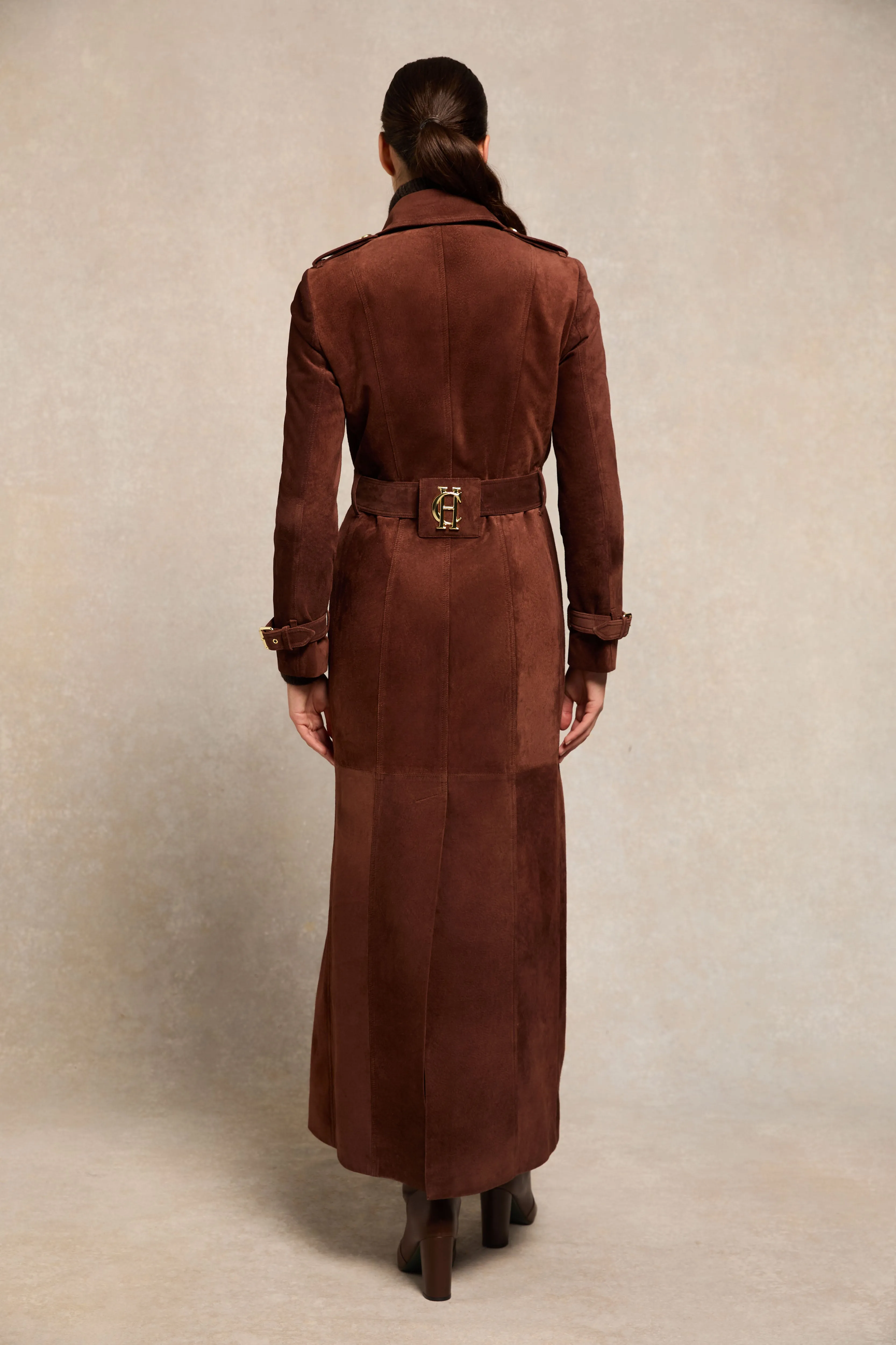 Full Length Marlborough Trench Coat (Chocolate Suede)