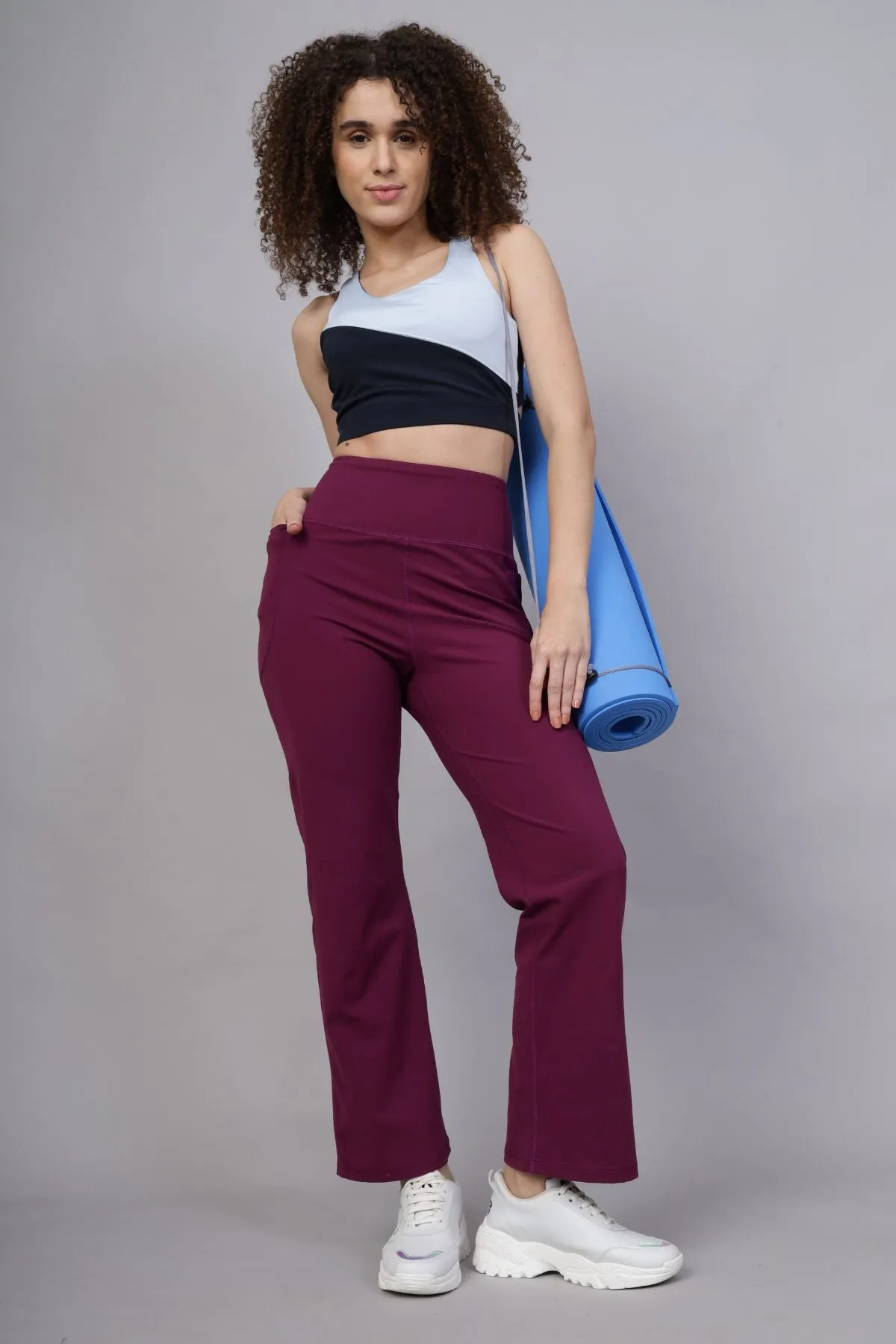 High Waisted Gentle Compression Wine Postpartum Pants