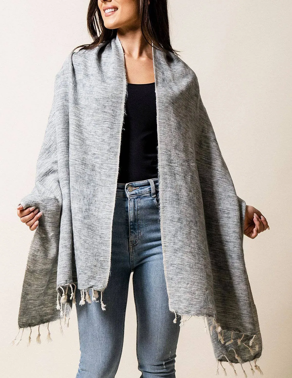Himalayan Yak Wool Wrap - Grey Mist