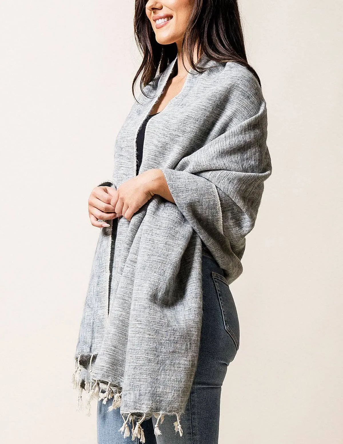 Himalayan Yak Wool Wrap - Grey Mist