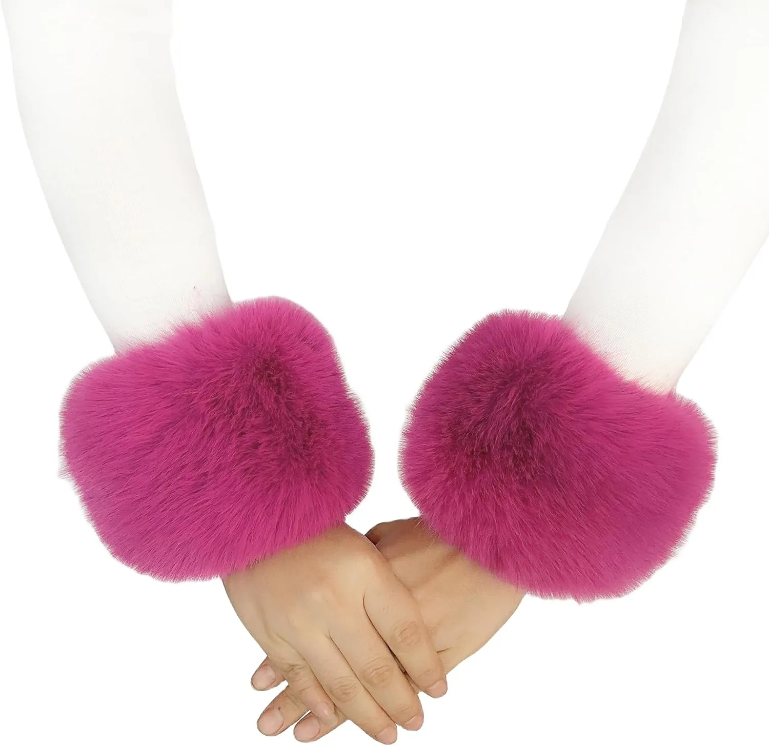 Lina & Lily Women's Winter Wrist Cuffs Warmers Faux Fur Fluffy