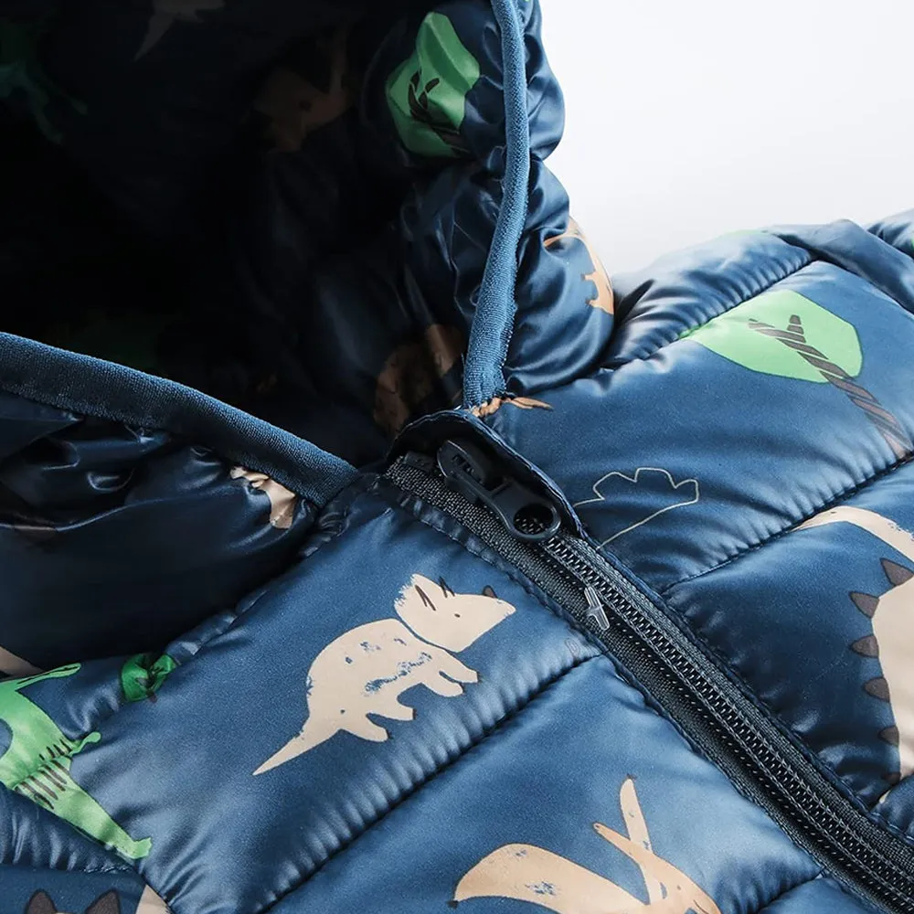 Little Surprise Box Green Hoodie Style Dino theme Winter Jacket/ Warmer for Toddlers & Kids