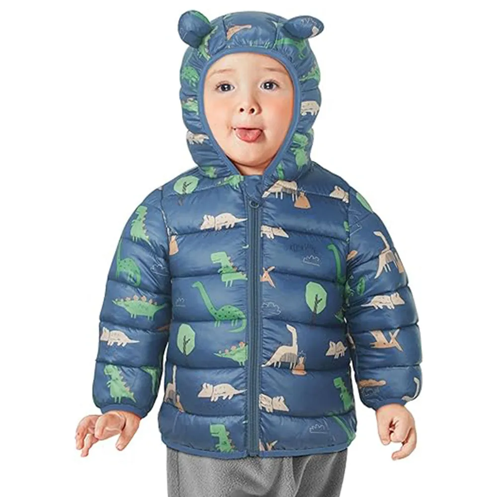 Little Surprise Box Green Hoodie Style Dino theme Winter Jacket/ Warmer for Toddlers & Kids