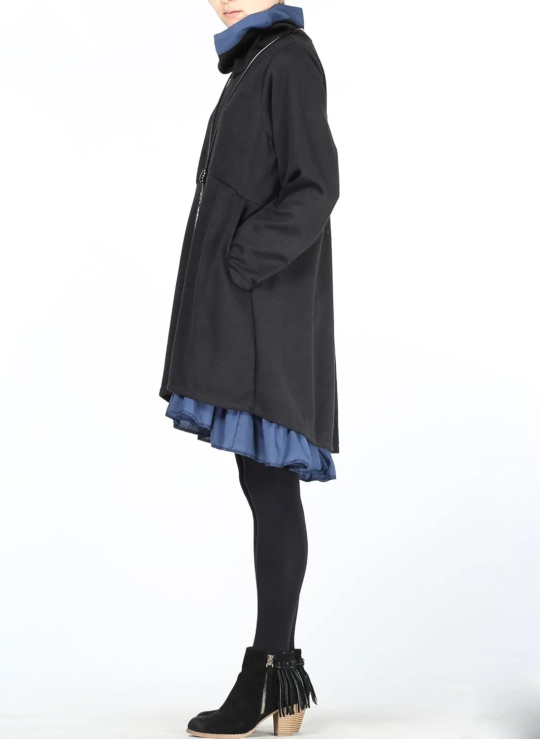 Minibee Women's Oversized Sweatshirt Dress Turtleneck Long Sleeve Tunic Tops Swing Dresses with Pockets