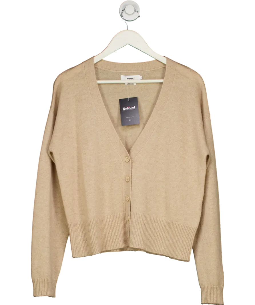 Notshy Beige Light Cashmere Cardigan UK M