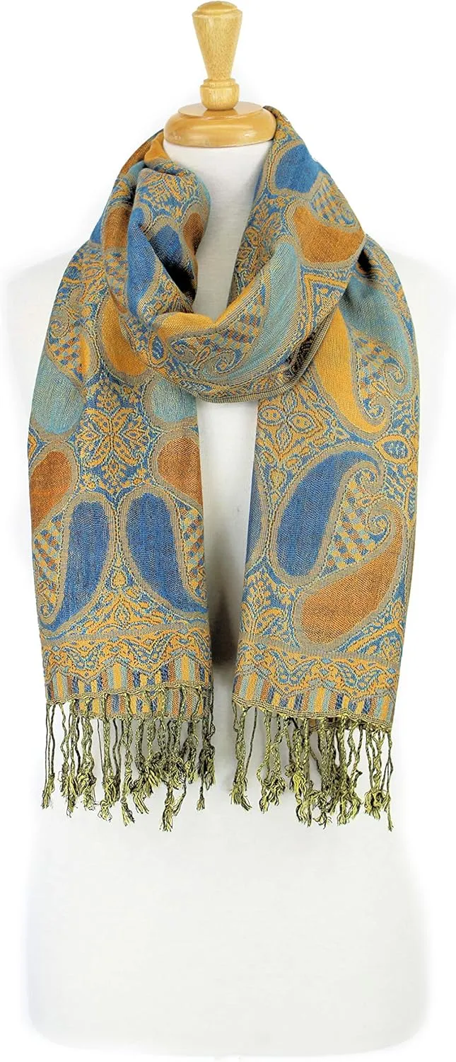 PASKMLNA Reversible Paisley Pashmina Shawl Wrap Elegant Colors