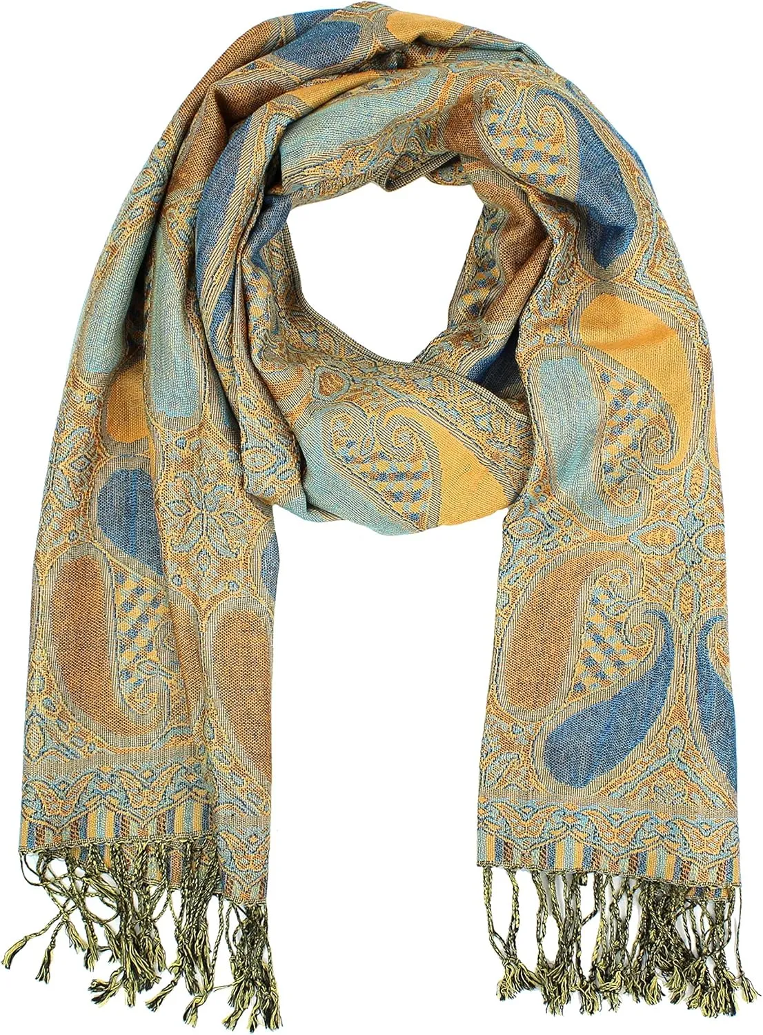 PASKMLNA Reversible Paisley Pashmina Shawl Wrap Elegant Colors
