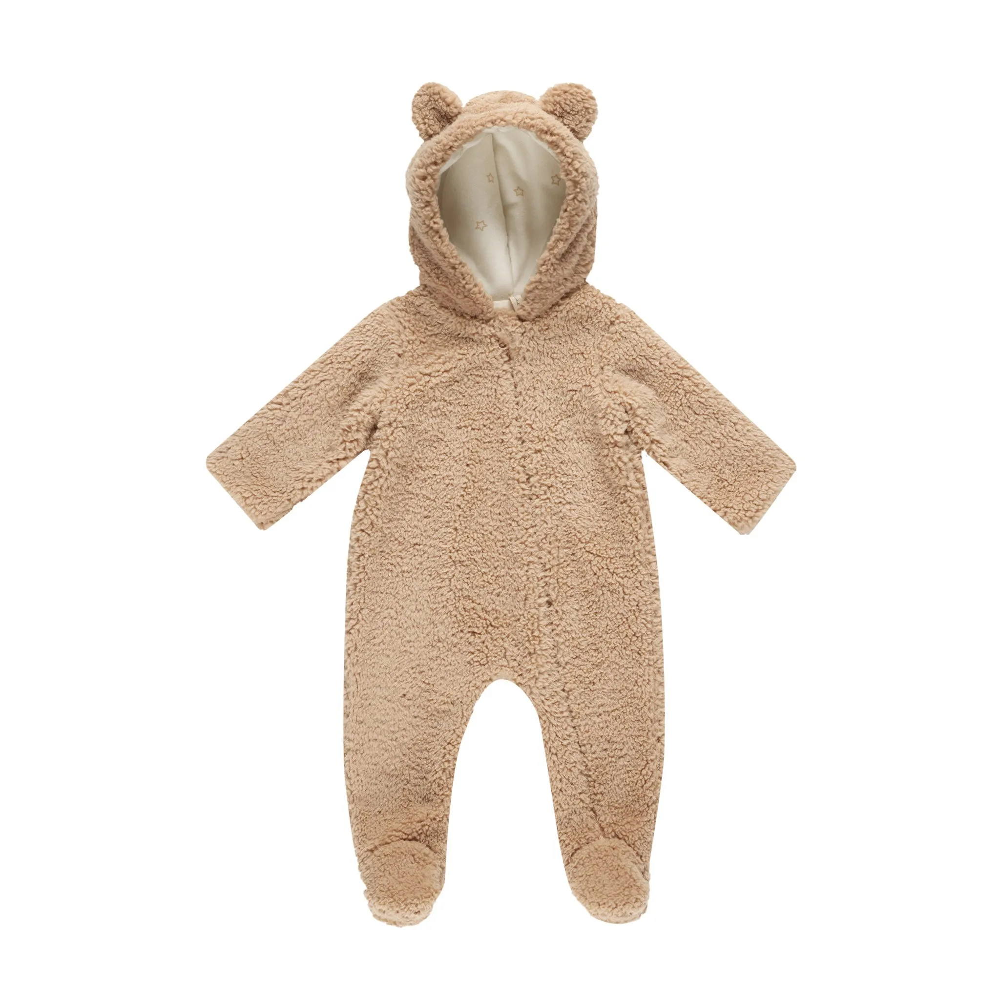 Quincy Mae Bear Jumpsuit - Beige