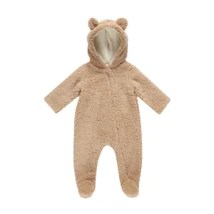 Quincy Mae Bear Jumpsuit - Beige