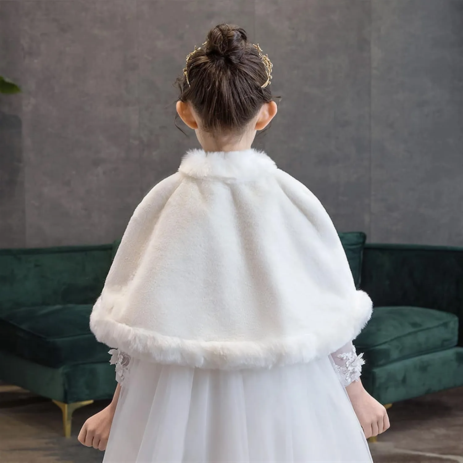 SK Studio Girls Faux Fur Wraps Shawl Girl Bolero Shrug Princess Cape Party Dress Up Jacket