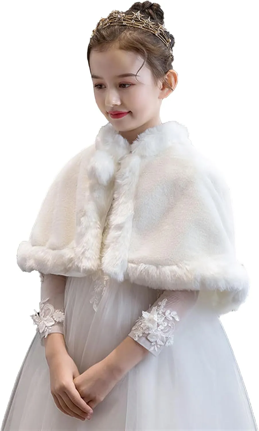SK Studio Girls Faux Fur Wraps Shawl Girl Bolero Shrug Princess Cape Party Dress Up Jacket