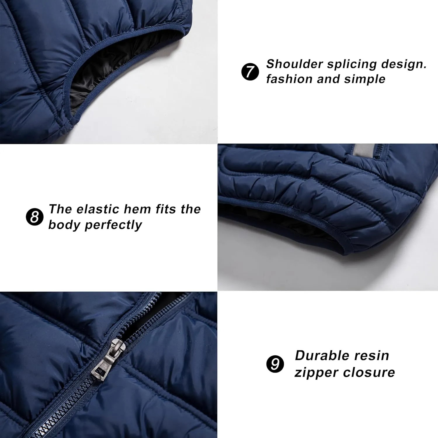 VtuAOL Men's Puffer Vest Outdoor Hooded Padded Vest Softshell Outerwear Vest for Travel Hiking