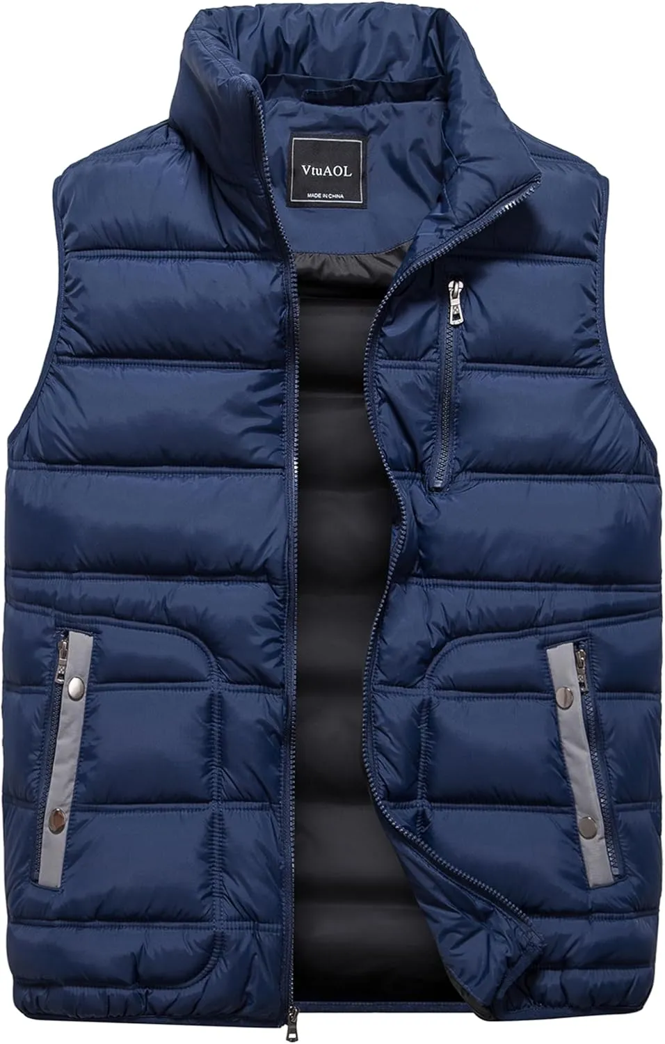 VtuAOL Men's Puffer Vest Outdoor Hooded Padded Vest Softshell Outerwear Vest for Travel Hiking