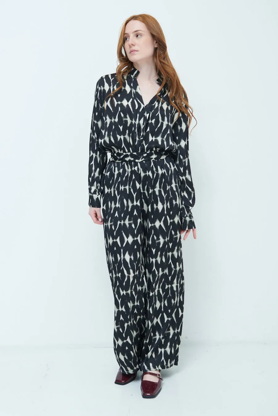 Wide-leg patterned trousers wholesale