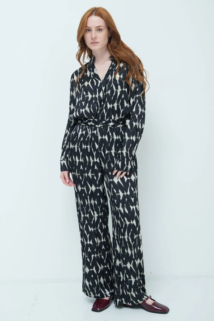 Wide-leg patterned trousers wholesale